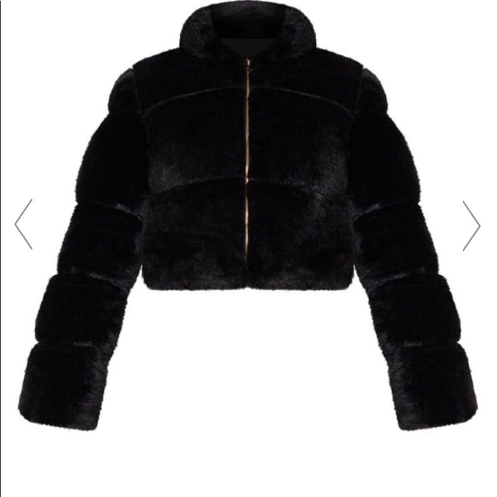 Black Faux Fur Puffer Jacket